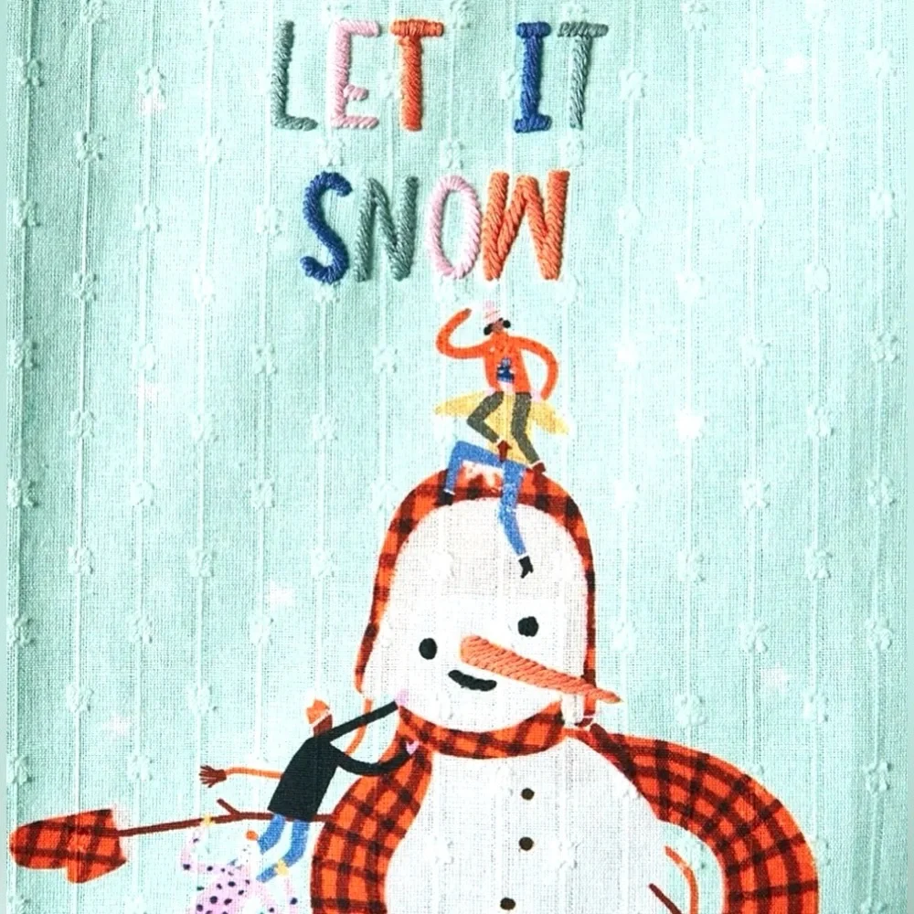 Anthropologie Let It Snow Dish Towel